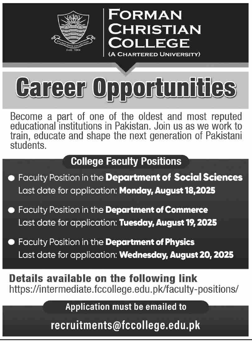 Jobs in Forman Christian College